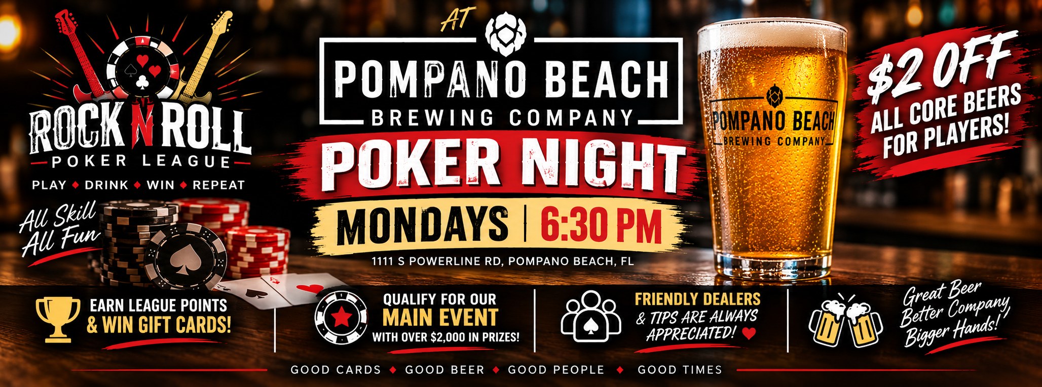 FREE Texas Hold’em Bar Poker at Pompano Beach Brewing Company